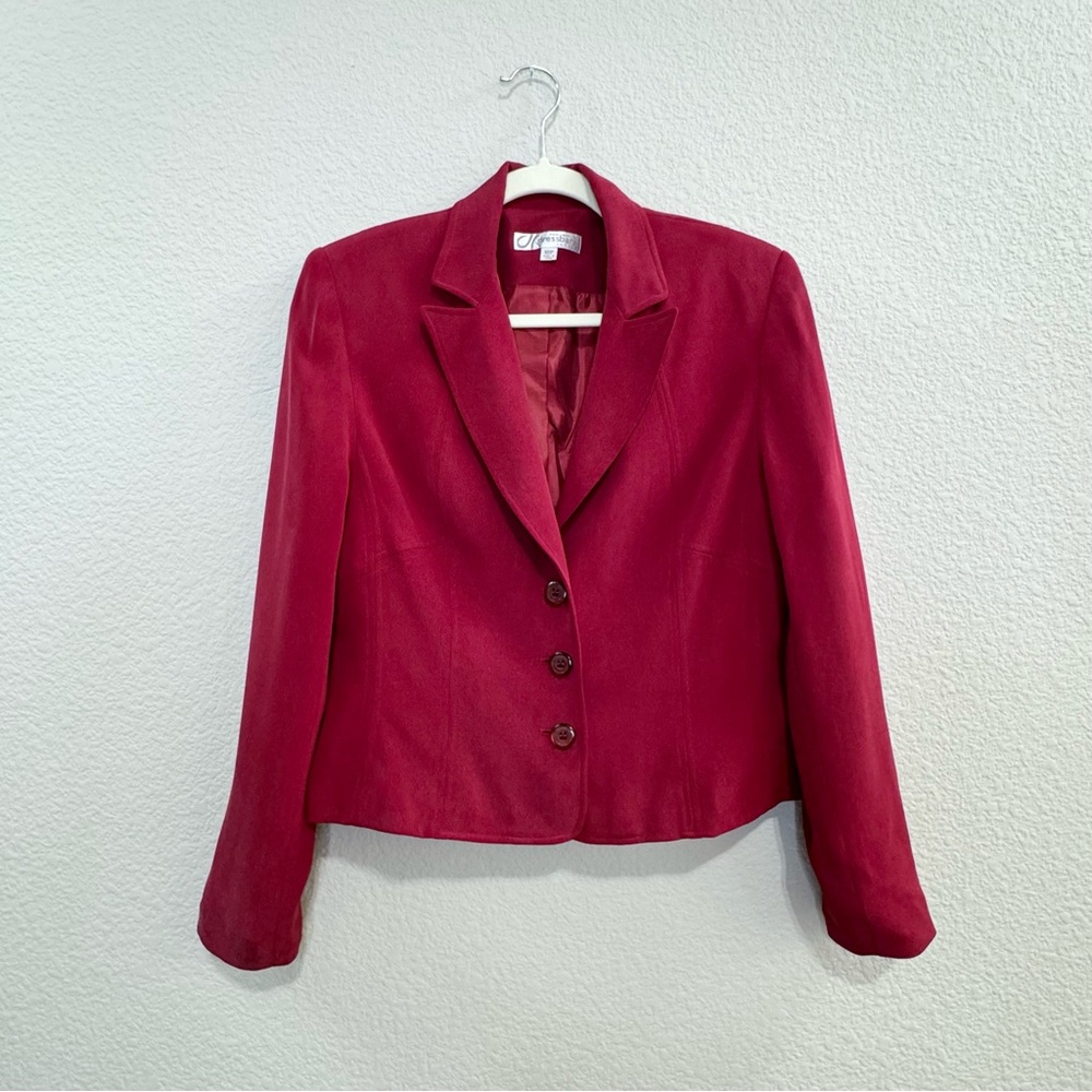 Dressbarn Petites 100% Silk Blazer Jacket Red 10P
